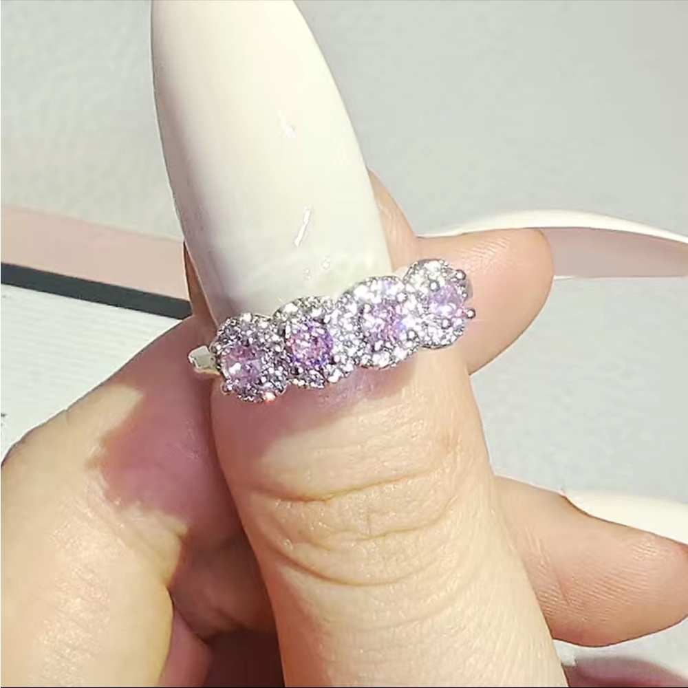 New Women’s 925 Silver Beautiful Eternity Round Cut Sapphire Ring